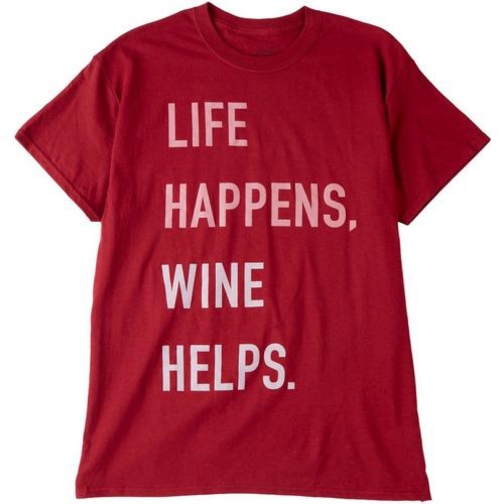 NWT Burgundy "Wine Helps" M Tee Firm Price